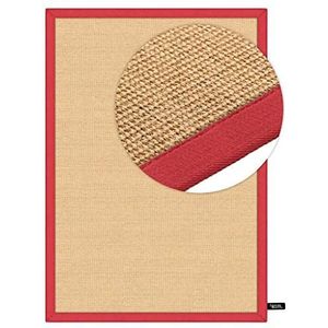 benuta Sisal tapijt met rand rood 140x200 cm | natuurlijke vezeltapijt voor hal en woonkamer