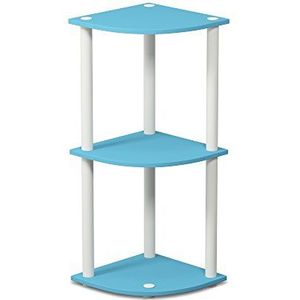 Furinno Compact hoek-multifunctioneel rek met 3 niveaus, hout, lichtblauw/wit, 29,46 x 29,46 x 75,18 cm