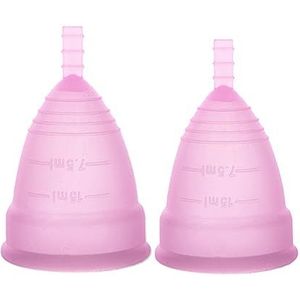 Zachte menstruatiebeker, premium design, super zacht en flexibel, herbruikbare menstruatiecup van siliconen, voor 12 uur gebruik, alternatief voor tampons en inlegstukken, groot roze