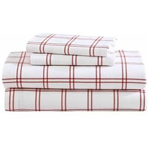 Eddie Bauer - Twin XL-lakenset, katoenen flanellen beddengoedset, geborsteld voor extra zachtheid, gezellig woondecoratie (Westridge Plaid Oranje, Twin XL)