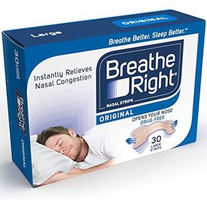 Breathe Right Neusstrips Original Large 30s | Verlicht direct neusverstopping | Helpt snurken te verminderen | Drugvrij