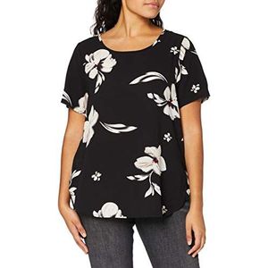 ONLY CARMAKOMA Carvica Life Ss Top WVN Noos T-shirt voor dames, Black Aop: florence Flower, 42