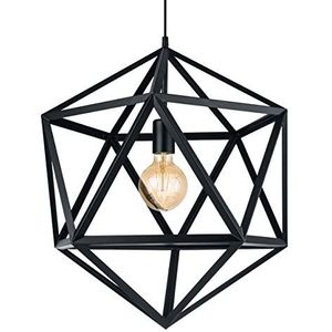 Eglo Embleton Hanglamp, met 1 lamp, industrial, vintage, retro, van staal, in zwart, met E27-fitting, diameter 46 cm