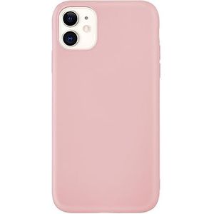 WDTURNS iPhone 12 case, vloeibare siliconen beschermhoes voor iPhone 12, platte rand, camerabescherming, anti-vingerafdruk, extra dun en licht, roze