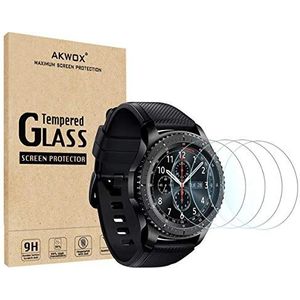 AKWOX Beschermglas, compatibel met Samsung Galaxy Watch 4 Classic 46 mm, Samsung Gear S3 Frontier en Classic displaybescherming, 0,33 mm hardheid 9H krasbestendig, beschermglas voor