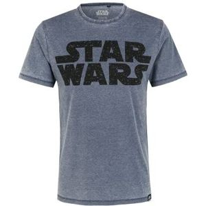 Recovered Star Wars Movie T-Shirt - Classic Logo - Blue Burnout - Officieel gelicentieerd - Vintage stijl, handgedrukt, ethisch afkomstig, Veelkleurig, S