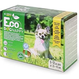 Croci Eco Dog Nappy Hondenluiers voor honden, biologisch afbreekbaar, voor pipi, hygiënische luier voor mannelijke honden, geurloos, gebruik en gooien, 12 stuks, maat S, 30-40 cm