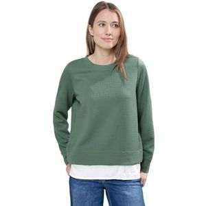 Cecil Sweatshirt met structuur en gelaagde laag voor dames, groen, XL