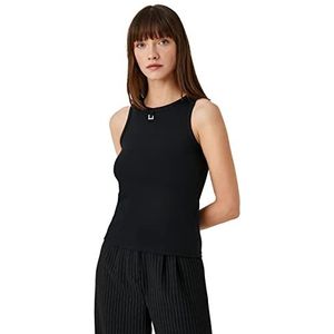 Koton Mouwloze tanktop met ronde hals voor dames, Schwarz (999), L
