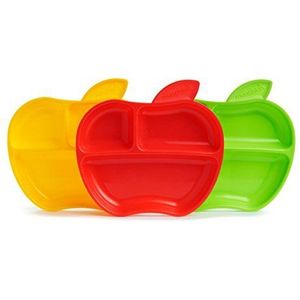 Munchkin Lil' Apple Divided Toddler Plates, Pack of 3