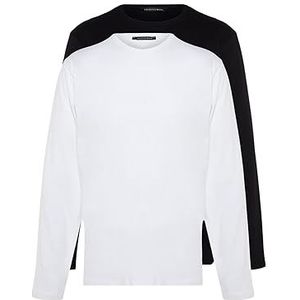 Trendyol Man Regular fit Basic Crew Neck Gebreid T-Shirt, Zwart Wit, 3XL, Zwart/Wit, 3XL