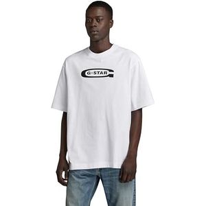 G-STAR RAW Heren Old School Logo Boxy R T T-shirt, wit (White D23904-c336-110), XL