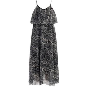 Tweek Dames maxi-jurk met slangenprint jurk, Zwarte slang., S