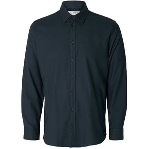 SELETED HOMME Heren Slhslimowen-Flannel Shirt Ls Noos Shirt, Dark Sapphire/Detail: solid, S