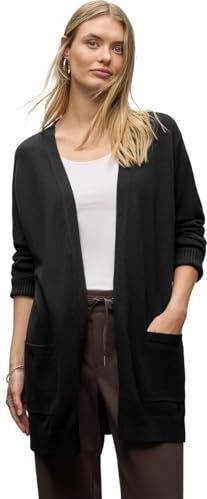 Street One Dames Open Cosy vest in Zwart, in size: 34