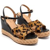 Espadrilles - Leer - Luipaardprint - Hakhoogte 10 cm