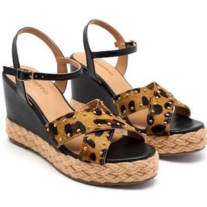 Espadrilles - Leer - Luipaardprint - Hakhoogte 10 cm