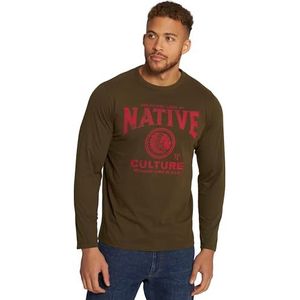 JP 1880, Heren, grote maten, longsleeve met print, Boomschors, XL