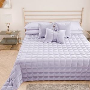 PETTI Artigiani Italiani - Quilt voor tweepersoonsbed van zacht en warm fluweel, lente- en herfstdekbed voor tweepersoonsbed, paars, 100% Made in Italy