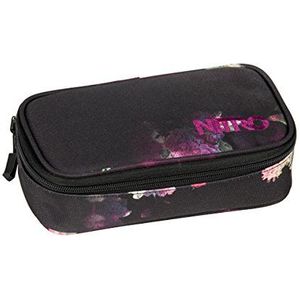 Nitro Pencil Case XL incl. Geo driehoekig & lesrooster, pennenetui, zwart-roze, UNIC