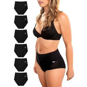 Bea 6pk Hoge Taille Buikcontrole Ondergoed Zwart, Zwart, XS