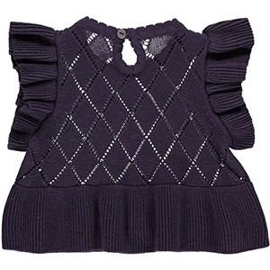 Müsli by Green Cotton Gebreide frill vest baby vest trui meisjes en meisjes, Donker Lila, 68