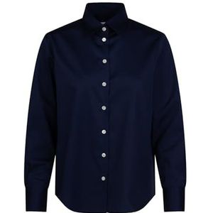 Seidensticker Damesblouse, modieuze blouse, regular fit, hemdblousekraag, lange mouwen, 100% katoen, blauw, 40