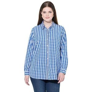 Ulla Popken - Blouse - Royal Blue/Koningsblauw - Katoen - Lange Mouw