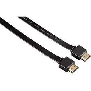 Thomson HDMI™-kabel (High Speed, HDMI mannelijk naar mannelijk, plat, ethernet, 3 m kabellengte, 18 Gbit/s, resolutie 4096 x 2160 pixels, extreem platte kabel) zwart/goud