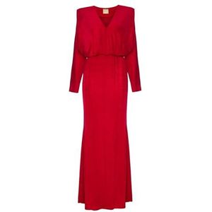 Swing Fashion Greta rode jurk met lange mouwen, rechte snit en stretchmateriaal, M/L, ideaal voor huwelijksrecepties en ballen, rood, L