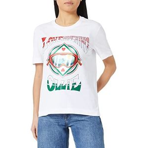 Love Moschino Dames Regular Fit Short-Sleeved with Glitter Ollie Transfer Print T-shirt, Optical White, 46