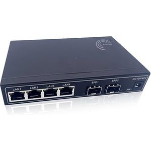 Elfcam® - Gigabit Ethernet Switch met 2 SFP-poorten en 4 Ethernet-poorten 10/100/1000 Mbps, Plug & Play onbeheerd, robuust metaal (2 SFP-poorten)