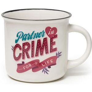 Legami - Cup Puccino, mok van porselein, New Bone China, thema partner uit Crime, Take a Break Collection, inhoud 350 ml, vaatwasmachinebestendig, magnetronbestendig