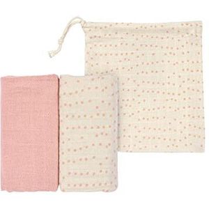 LÄSSIG Baby inbakerdeken spuugdeken inbakerdoek doek set van 2 katoen 80 x 80 cm/Swaddle & Burp Blanket L roze