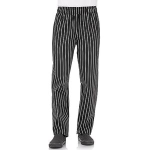 Chef Works A940-M Easyfit Broek, Gestreept, Medium, Zwart/Wit