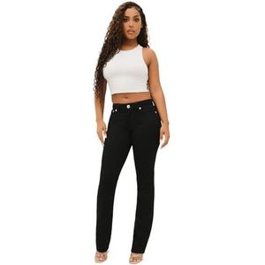 True Religion Dames Billie Mid Rise Straight Stretch Single Needle Stitching Jeans Pant, Zwarte Body Rinse, 25