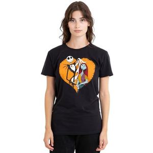 The Nightmare Before Christmas Jack Sally Heart dames T-shirt, zwart, medium, Zwart, M