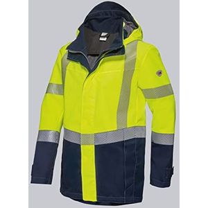 BP 2223-891-6614-Sn weerbestendig vest opstaande kraag, afneembare capuchon, waarschuwingsgeel/nachtblauw, Sn maat