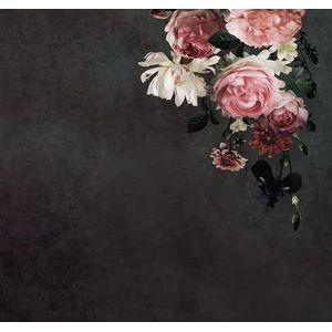 Rasch Behang 363227 - Fotobehang op vlies met bloemenboeket in roze, wit en zwart uit de collectie Magicwalls - 3,00 m x 3,18 m (l x b)