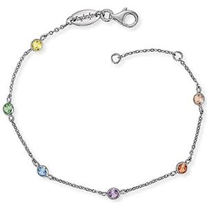 Engelsrufer Damesarmband van sterling zilver bezet met zirkoniasteentjes, karabijnsluiting, in twee lengtes verstelbaar, nikkelvrij, geschikt voor mensen met een allergie, 17cm, Sterling zilver,