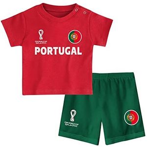 FIFA Unisex Kids Officiële Fifa World Cup 2022 Tee & Short Set - Portugal - Home Country Tee & Shorts Set (pak van 1), Rood, 6-9 Maanden