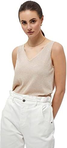 Minus - Carli - Top - Goud - Mouwloos - Metallic Gebreid