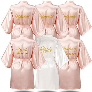 Janmercy Bruidsgewaden voor bruidsmeisjes voor bruiloft, matron en maid of honor, bruiloftsgeschenk, 6 stuks, one size