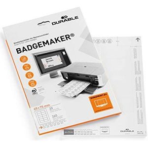 Durable 145302 Badgemaker inserts voor congresspelden, 40 x 75 mm, 240 inserts, wit