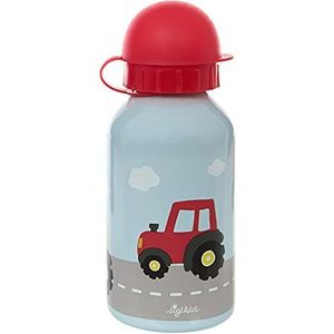 SIGIKID 25199 roestvrijstalen drinkfles, tractor, kinderfles, meisjes en jongens, accessoires, aanbevolen vanaf 3 jaar, lichtblauw/rood, 350 ml