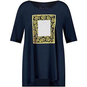 Samoon Dames 271025-26114 T-shirt, mood blue patroon, 46, mood blue patroon, 46