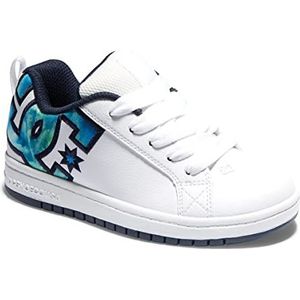 DC Shoes Court Graffik jongens Sneaker, Wit Blauw Groen, 28 EU