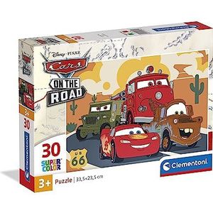 Clementoni - 20274 - Supercolor Puzzle Disney Cars - 30 delen vanaf 3 jaar, kleurrijke kinderpuzzel met bijzondere helderheid en kleurintensiteit, behendigheidsspel voor kinderen, Estándar