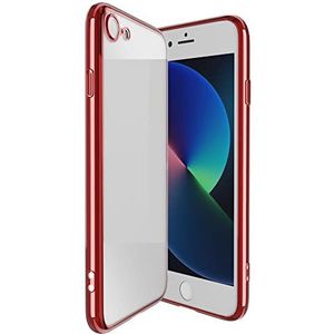 SLARY Hoesje compatibel met iPhone SE 2020, iPhone 8/7, gegalvaniseerde harde spiegel beschermhoes voor iPhone SE 2020, iPhone 8/7, schokbestendig hoesje - rood