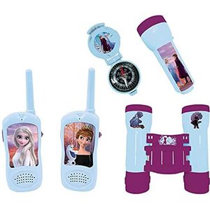 Lexibook RPTW12FZ Frozen-Adventurer Set voor kinderen, Walkie-Talkies 120m, verrekijker, kompas, zaklamp